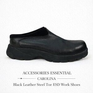 Carolina Black Leather Steel Toe Slip Resistant ESD Work Shoes Womens 8.5